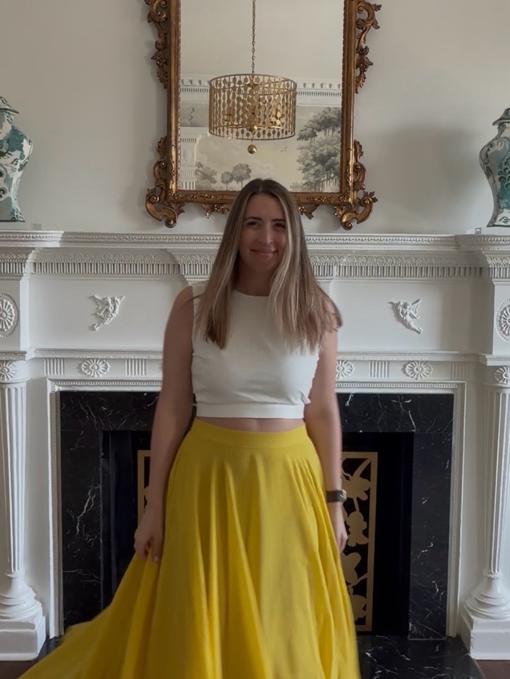 Chicwish Yellow Circle Maxi Skirt